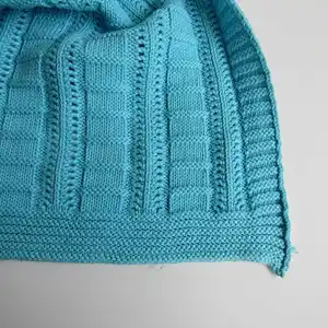 100% cotton blue knitted baby blanket