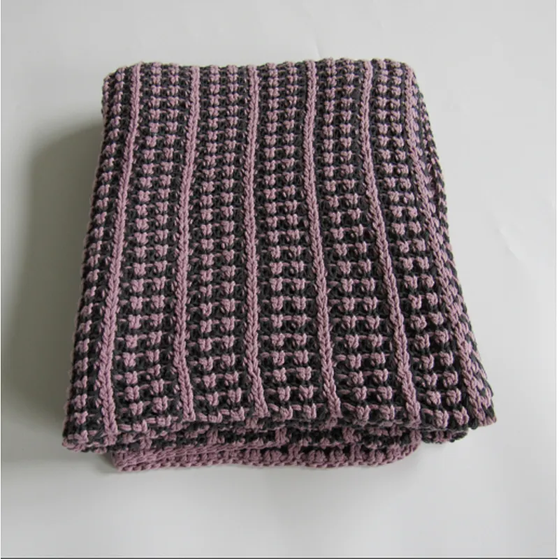 knitted blanket with drop stitching
