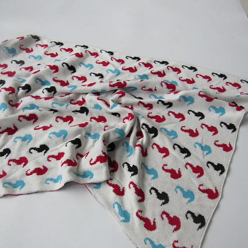 Jacquard knitted baby blanket