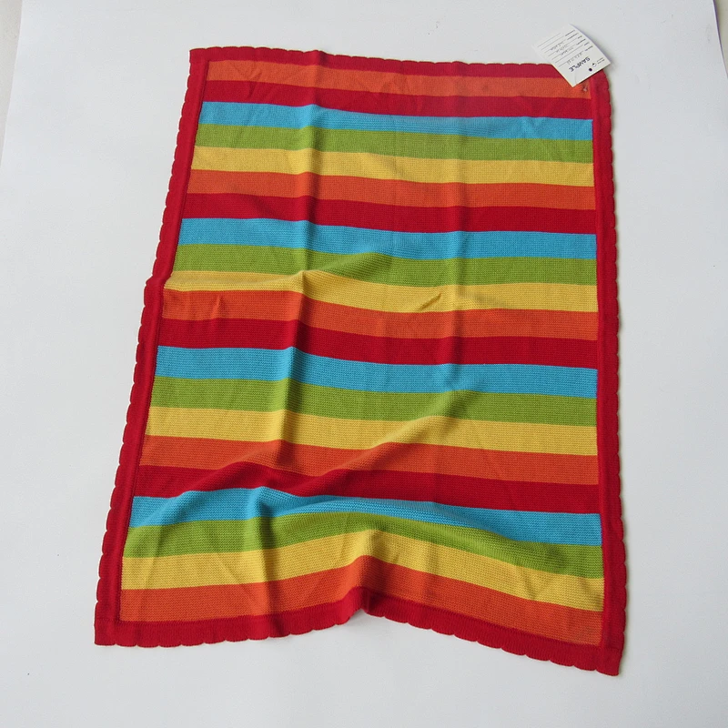 Rainbow stripped knitted baby blanket