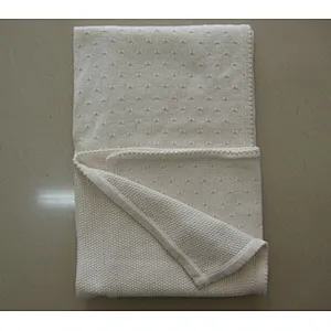 100% White Cotton Knit Blanket Pointelle Pattern Baby Summer blanket