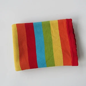 Rainbow stripped knitted baby blanket