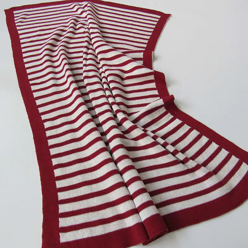 Jacquard stripped knitted baby blanket