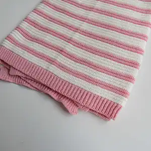 100% cotton stripped knitted baby blanket