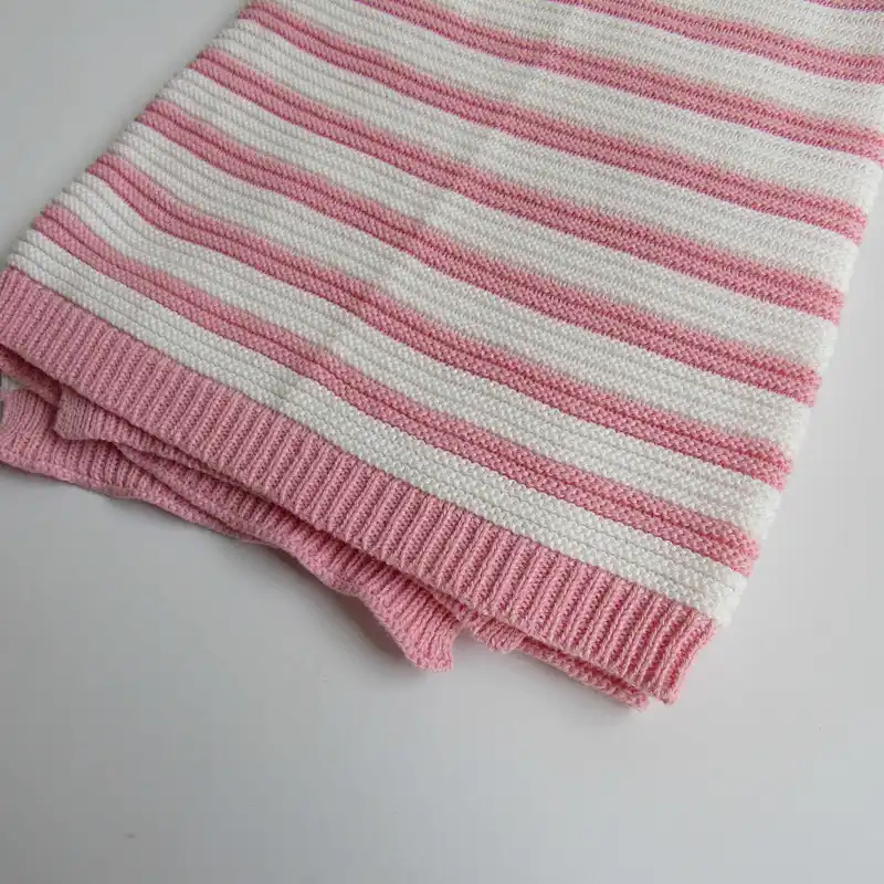 100% cotton stripped knitted baby blanket