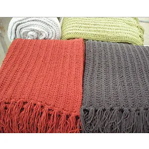 chenille woven blanket with tassel