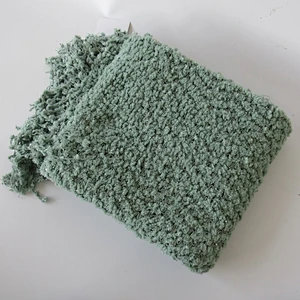 solid polyester knit woven tassels blanket with sequins