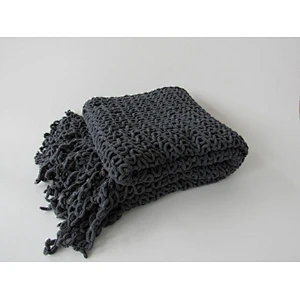 polyester solid knit woven blanket with tassels