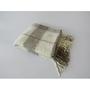 check knit woven blanket with tassles