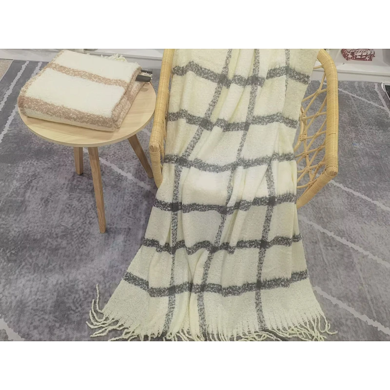 yarn knitted acrylic  blanket for safa &bed