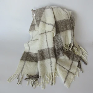 check knit woven blanket with tassles