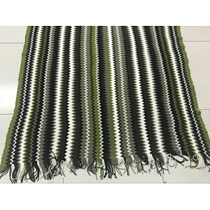 Zigzag acrylic knit woven fringe blanket with Oeko-tex 100