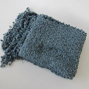 solid polyester knit woven tassels blanket with sequins