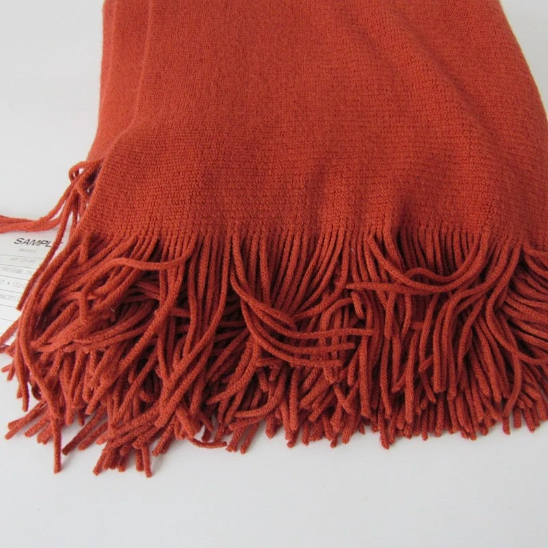 red acrylic knit woven fringe blanket with Oeko-tex 100
