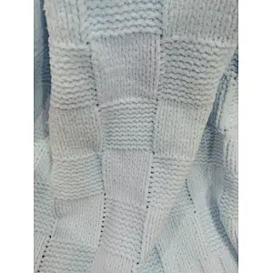 Blue square check chenille knitted cover blanket