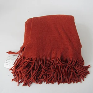 red acrylic knit woven fringe blanket with Oeko-tex 100