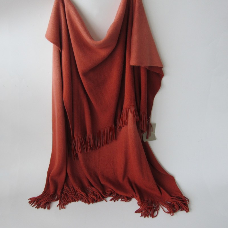 red acrylic knit woven fringe blanket with Oeko-tex 100