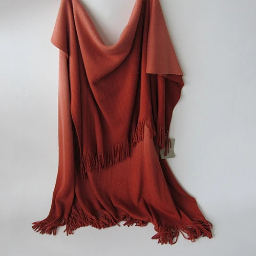 red acrylic knit woven fringe blanket with Oeko-tex 100