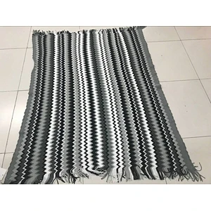 Zigzag acrylic knit woven fringe blanket with Oeko-tex 100
