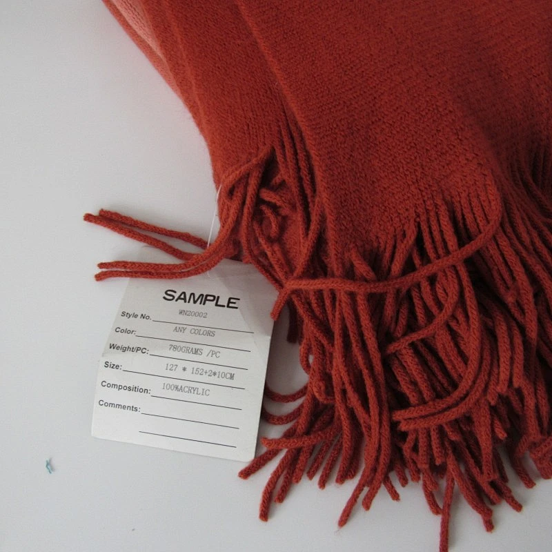 red acrylic knit woven fringe blanket with Oeko-tex 100