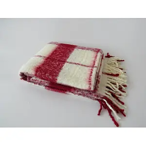 check knit woven blanket with tassles