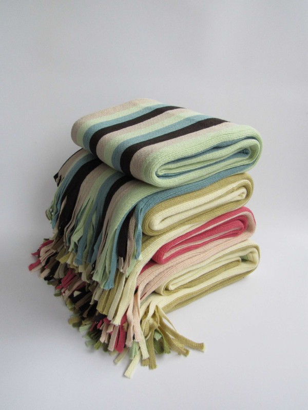 stripped knit woven blankets with tassels