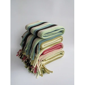 stripped knit woven blankets with tassels