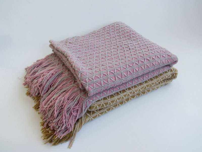 diamond acrylic knit woven blanket with tassels