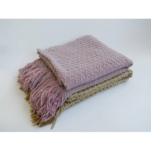 diamond acrylic knit woven blanket with tassels
