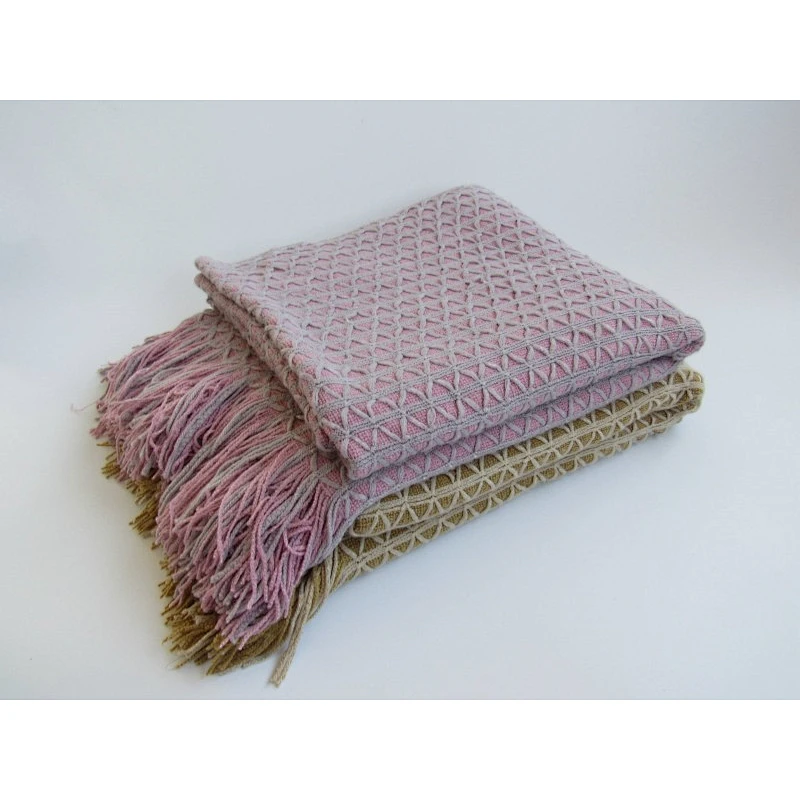 diamond acrylic knit woven blanket with tassels