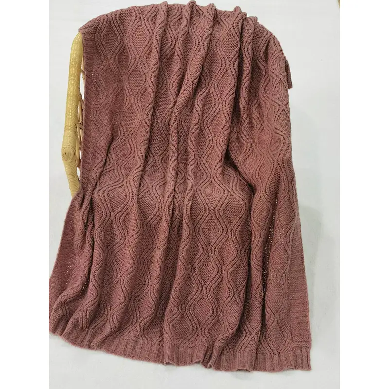 Multi - color diamond knit blanket