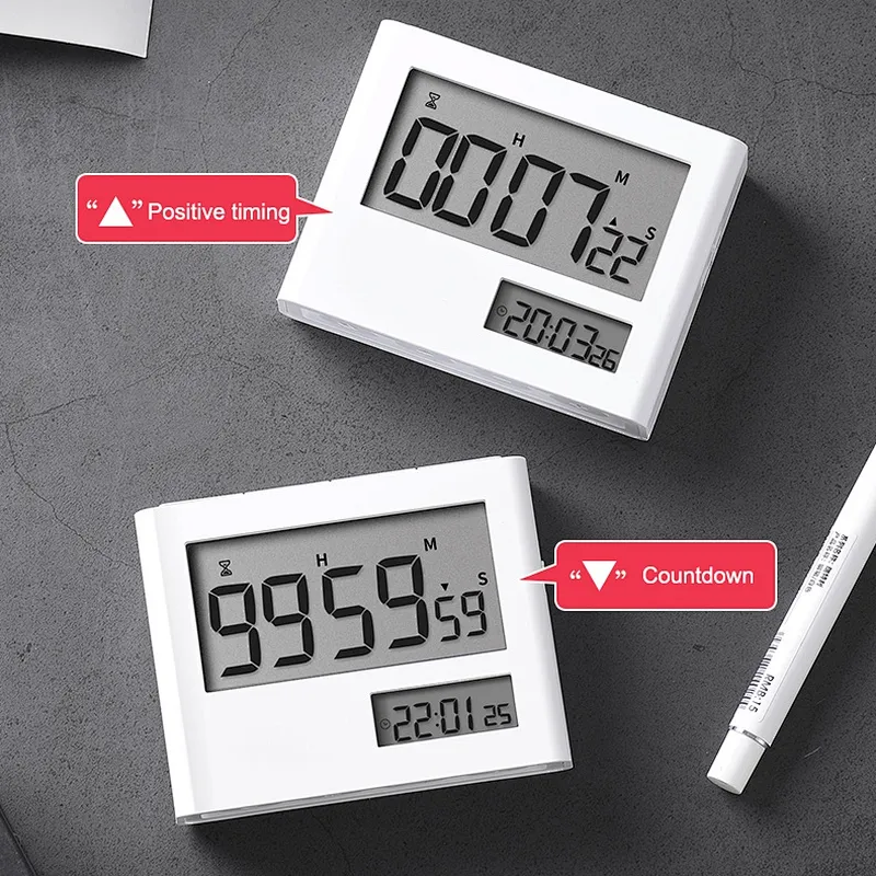YGH5239 Double Screen Silent Vibration Large LCD Tomato Cube Study Digital Electronic Countdown Timer With Alarm Clock
