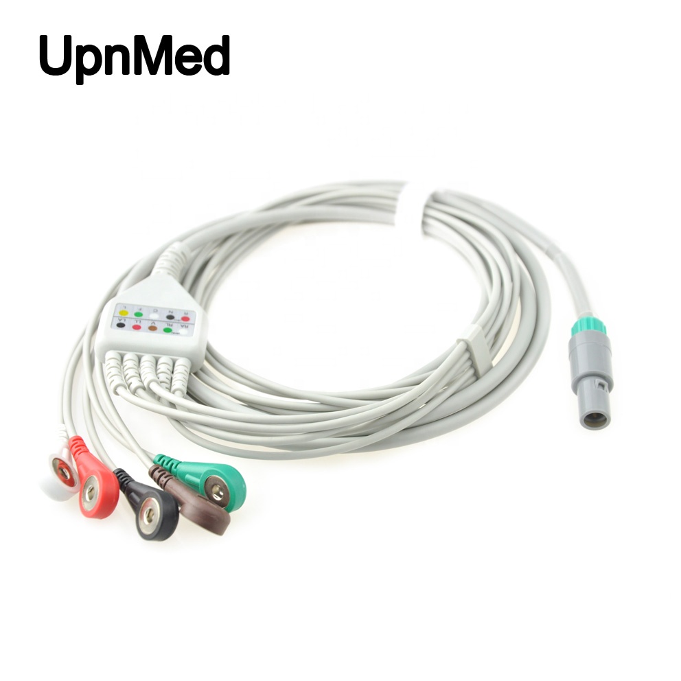 Biosys BPM-103 5-lead ECG cable with leadwires,6pin, Snap,AHA