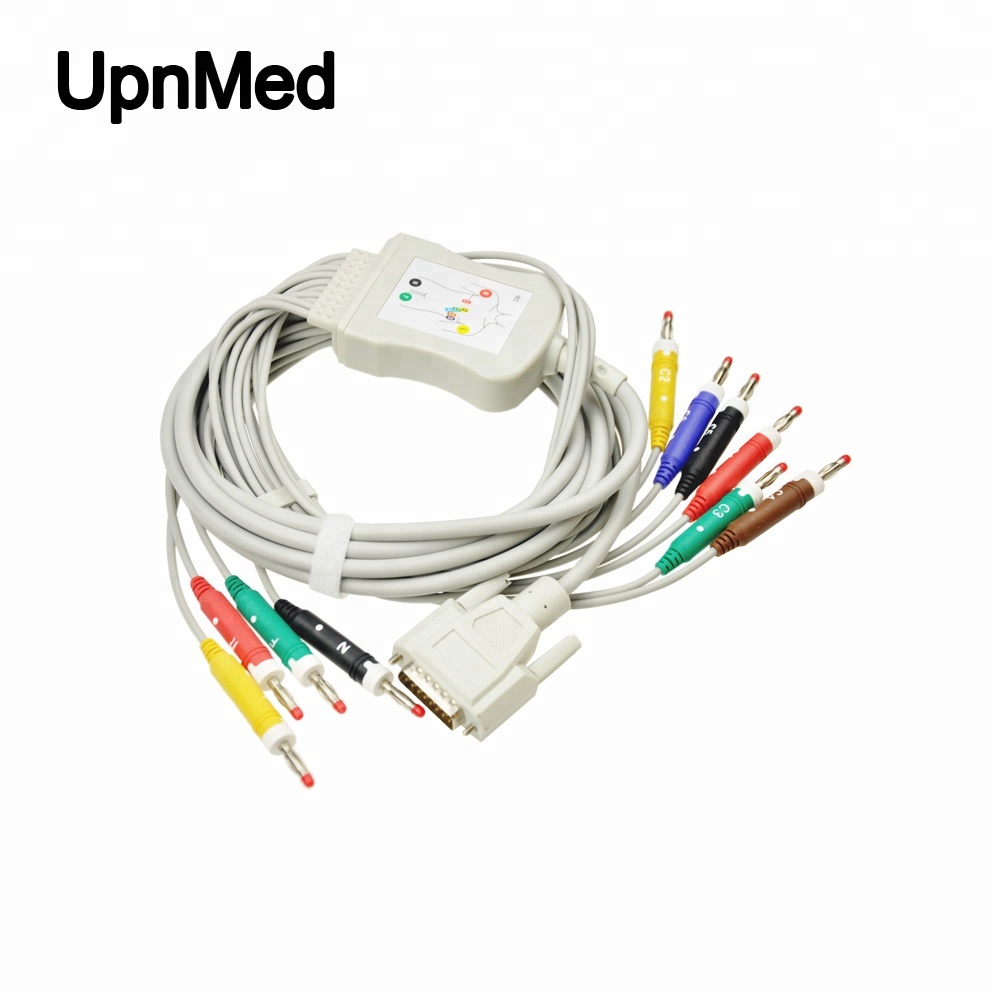 Nihon Kohden Cardiofax ekg cable with 10 lead wires,with 4.7K resistor