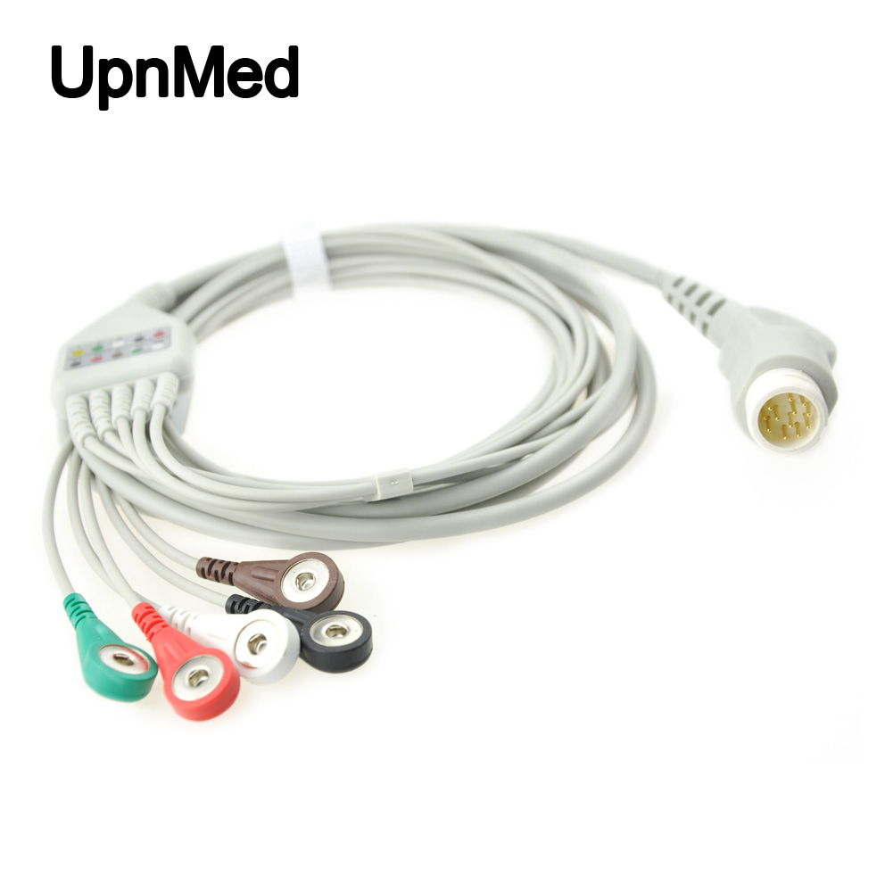 HP 43100 integrated 5 Lead ECG Cable, 8pins, snap