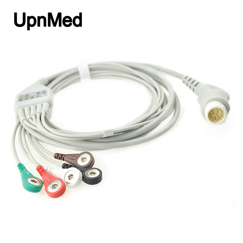 HP 43100 integrated 5 Lead ECG Cable, 8pins, snap