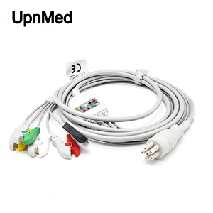 Colin BP88S/Ormon BP-S510 5-lead ECG cable  with leadwires ,6pin, clip,AHA