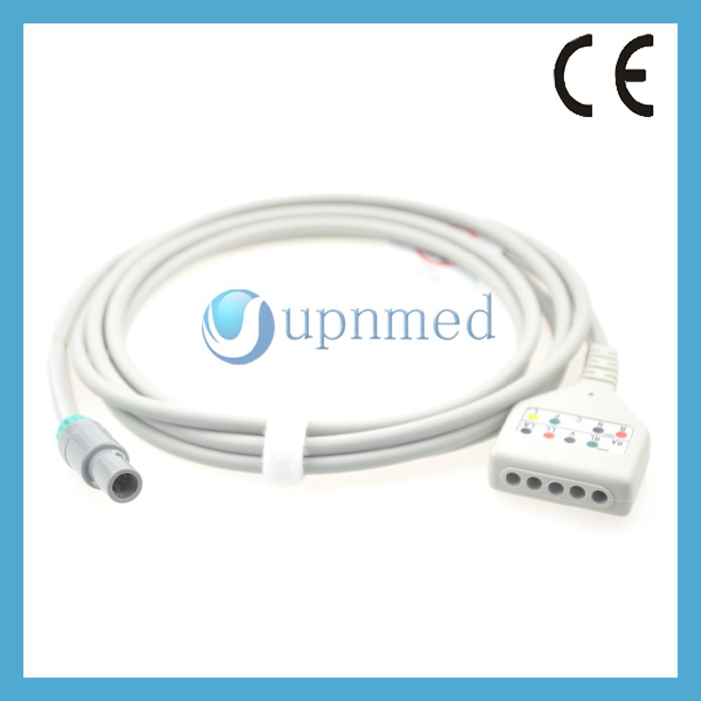 Huntleigh 5lead ECG trunk cable, round 8pins to Din type