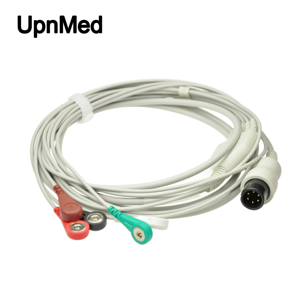 Universally One piece 3-lead ECG Cable with leadwires