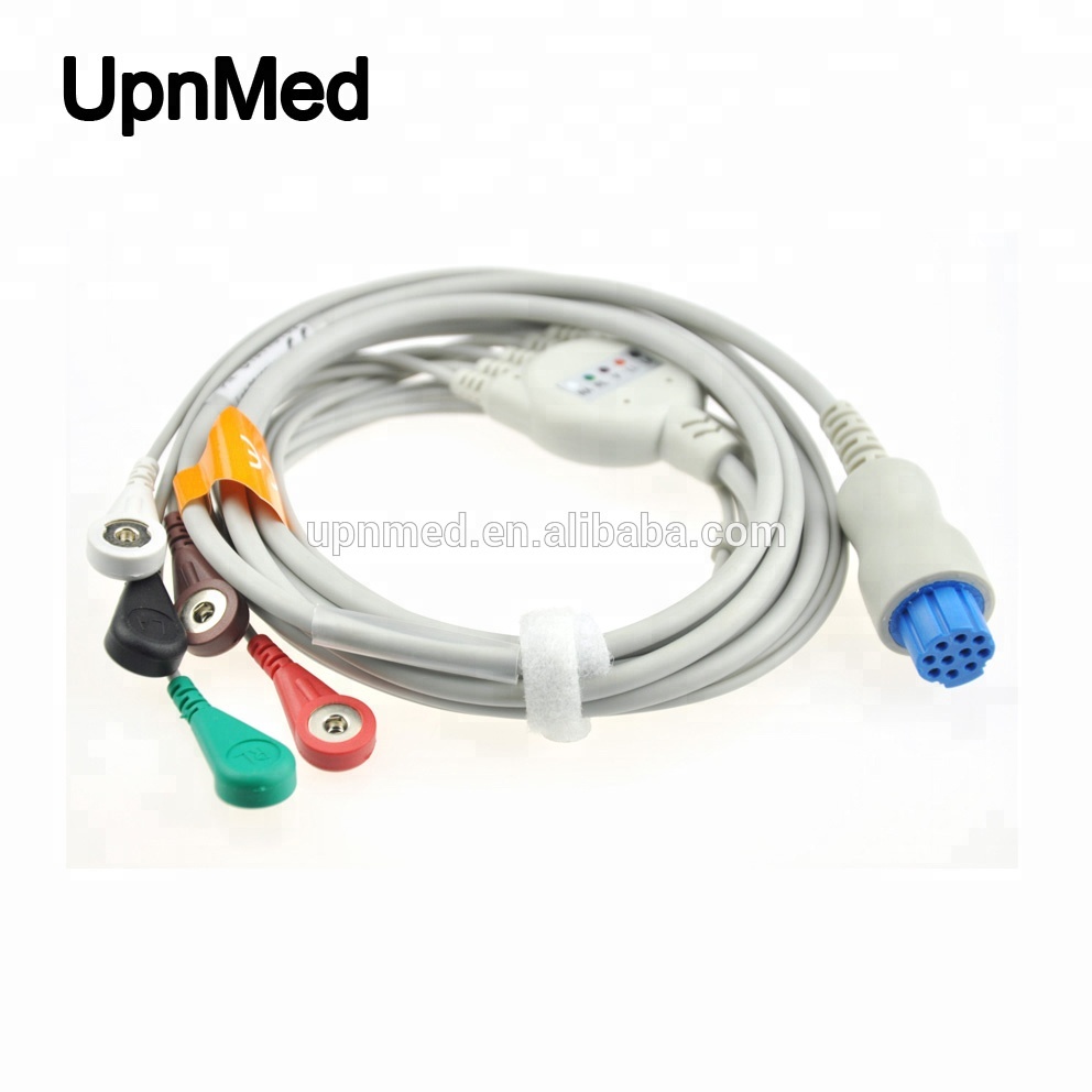 Datex ohmeda cardiocap 5 ecg cable,5 lead wire with snap,AHA