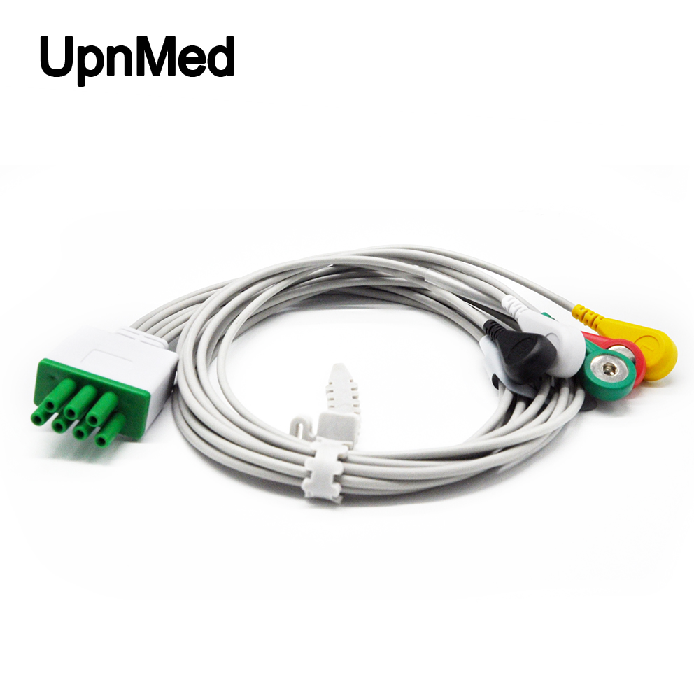 Mindray telemetry holter 5 lead wires snap cable