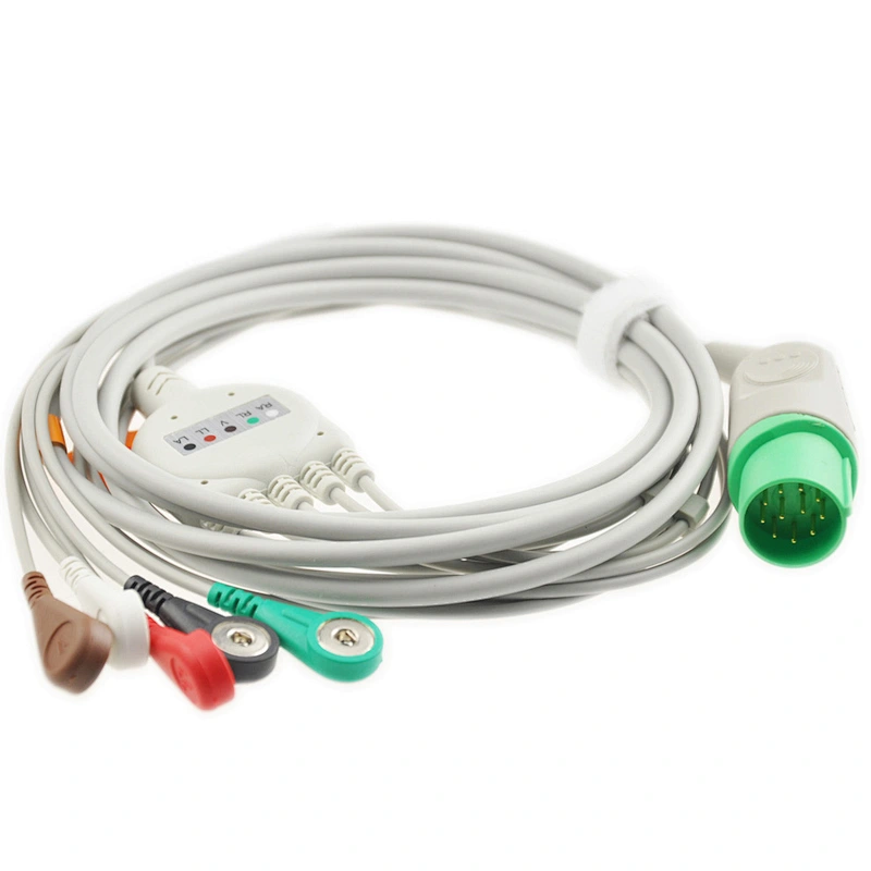 Nihon Kohden TEC-5200A 5 lead ECG Cable with leadwires, 11pins