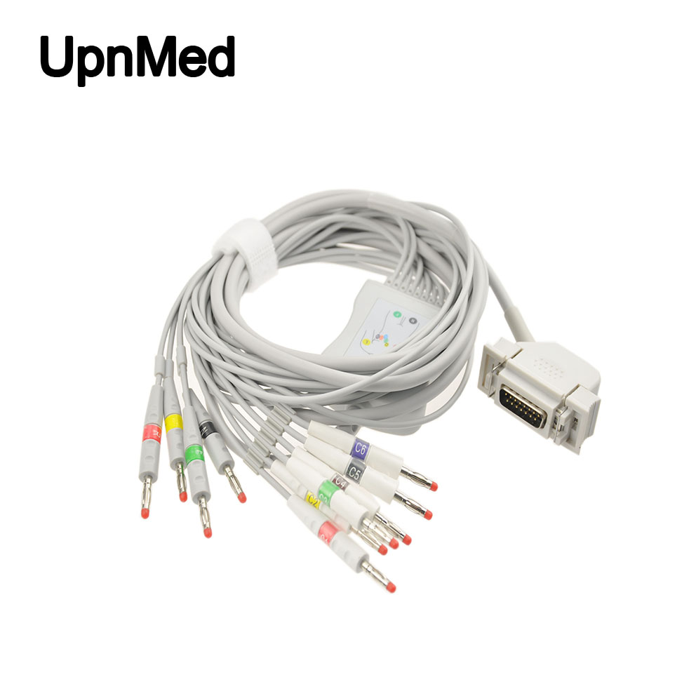 Siemens Cardiostat 1 ten lead EKG cable, banana pin, 15pins