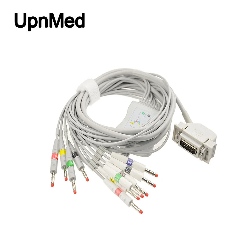 Siemens Cardiostat 1 ten lead EKG cable, banana pin, 15pins