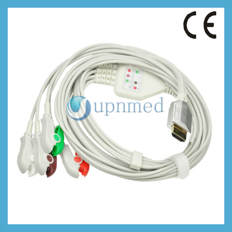 HDMI ECG cable with 4 leadwires, clip ending