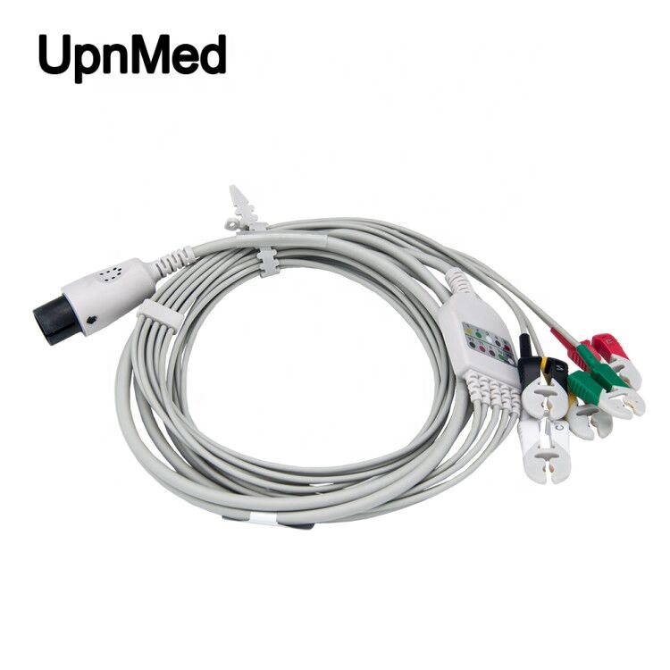 Universal 5 leads ECG Cable,,Snap,Round 6 pin,AHA,CE Mark,TPU Cable Materials
