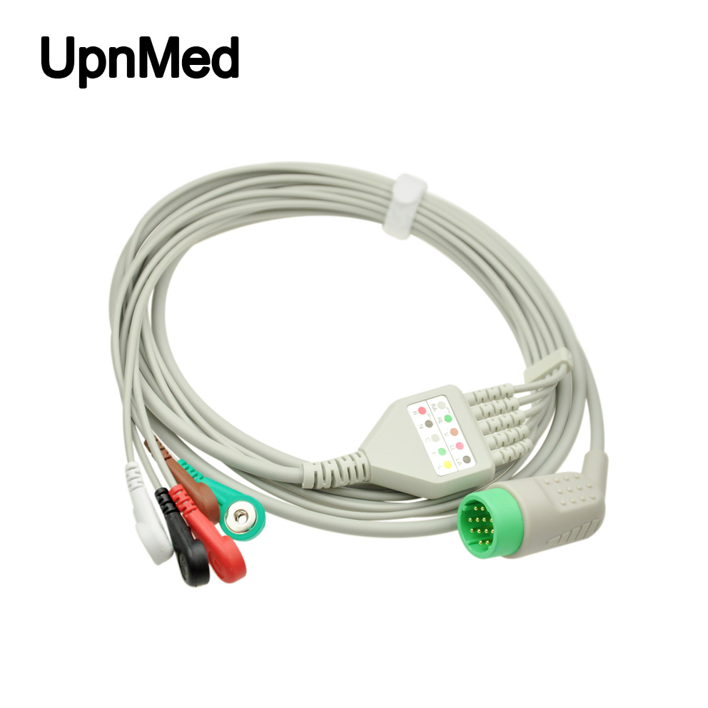 Metronic Physio-Control 5 lead ECG Cable with leadwires , snap type