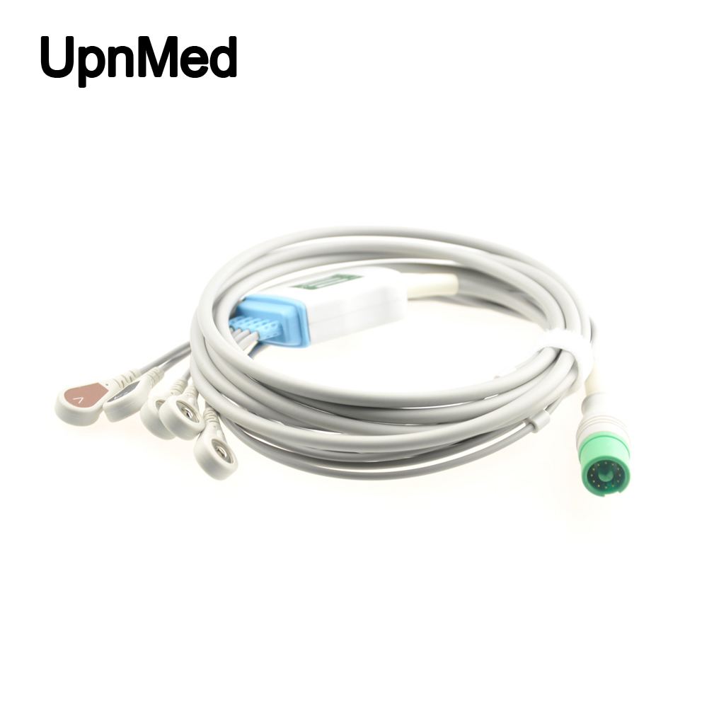 Fukuda Denshi One piece 5-lead ECG Cable with leadwires