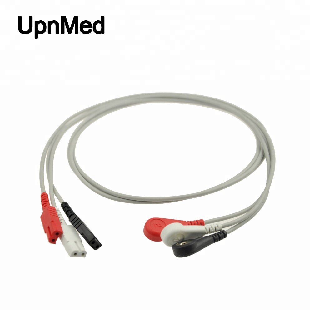 LL ECG 3 lead wires,snap type ,AHA standard