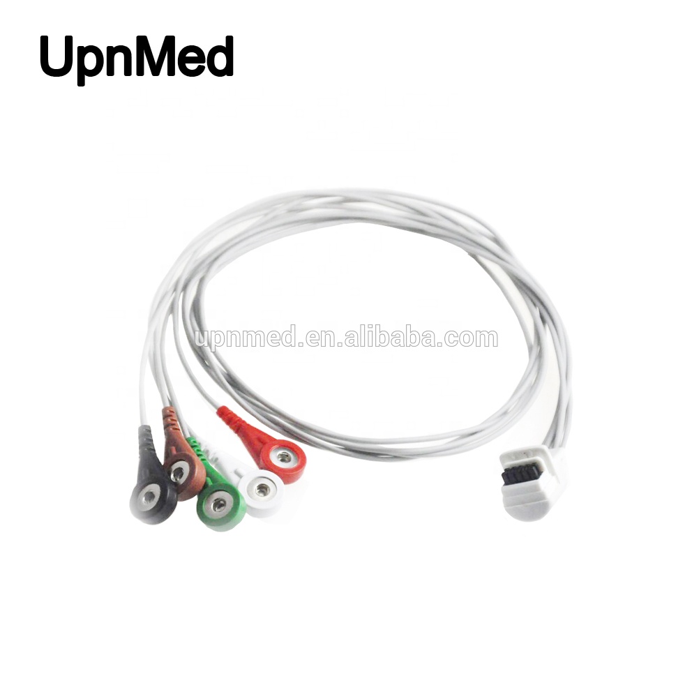 H3+ mortara holter ecg cable with 5 lead,snap,AHA